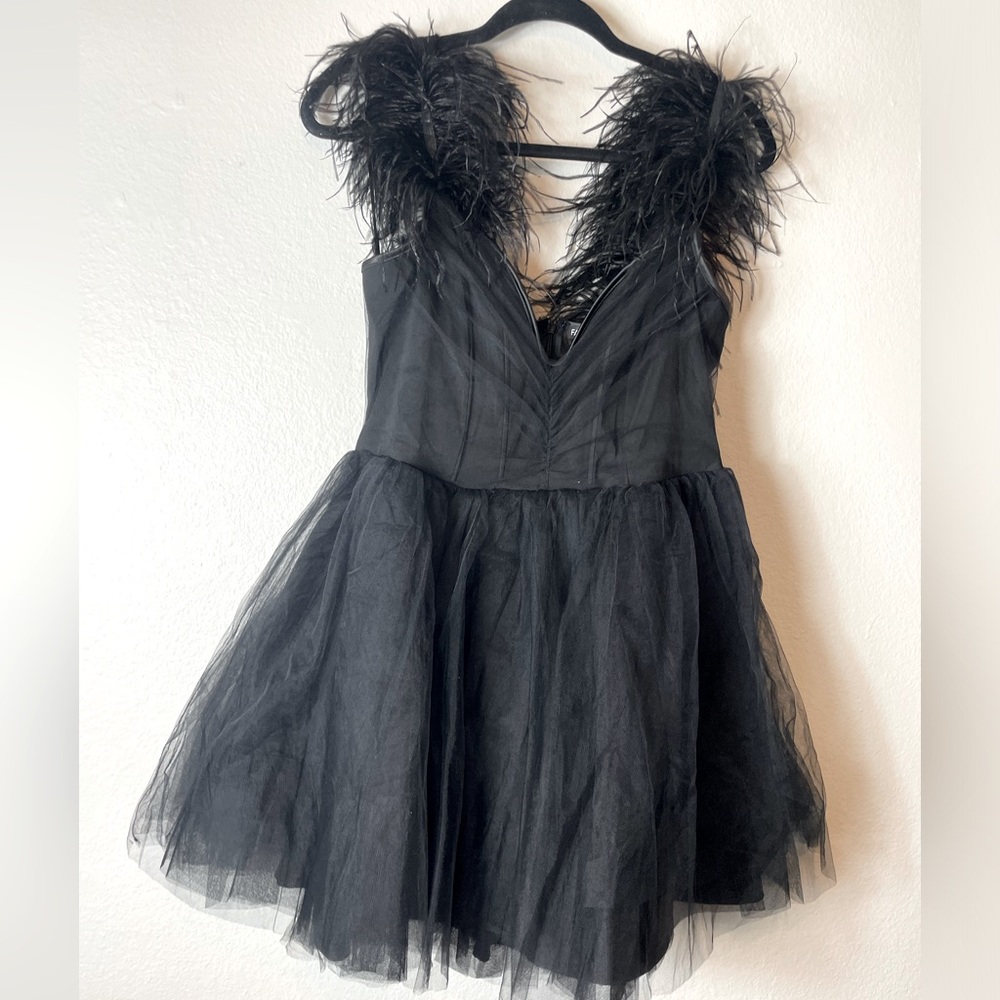 Black Feathered Tutu Dress